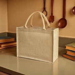 15pcs Reusable burlap tote bags Natural Jute handbags with Waterproof Liner f…