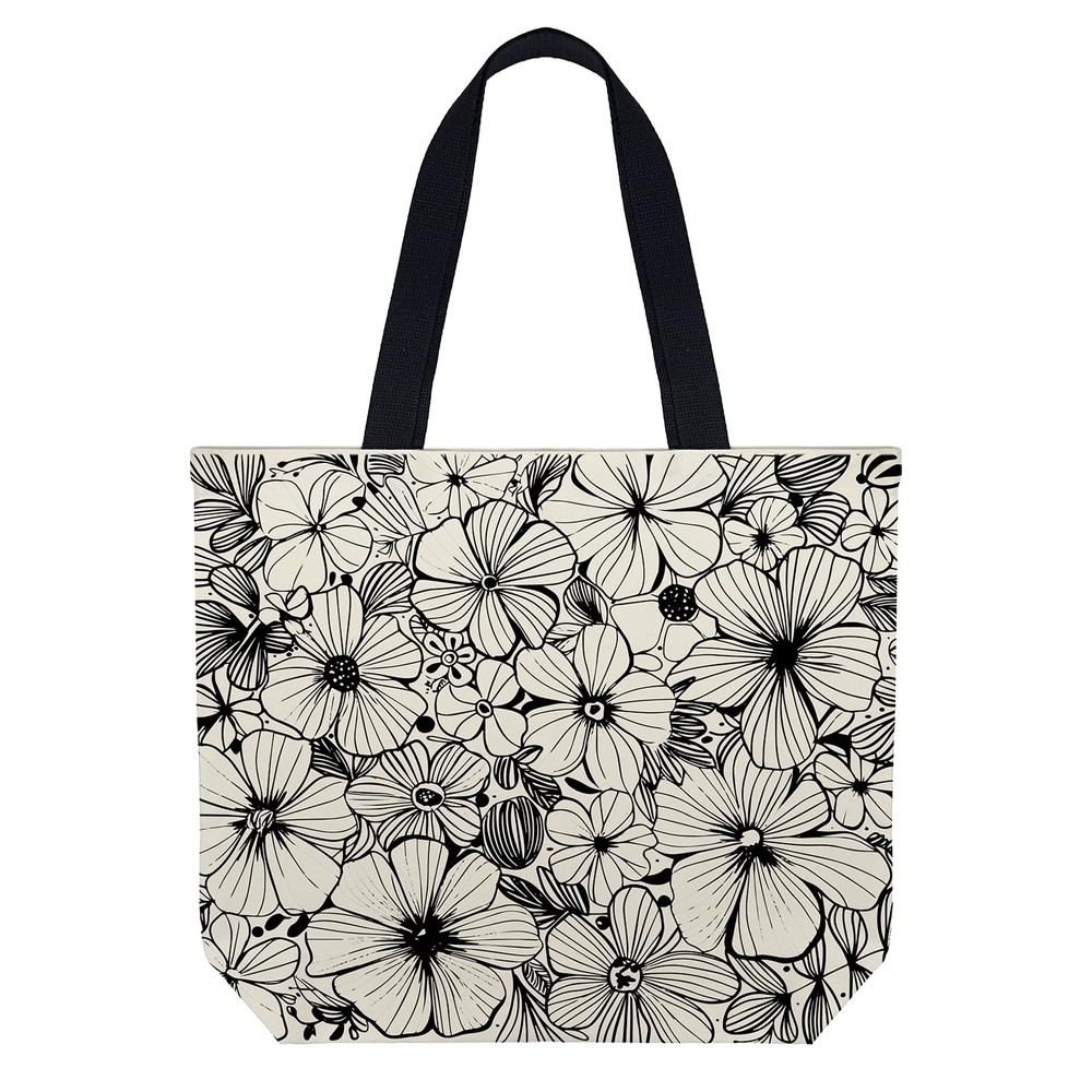Large Tote Bag for Women, Floral Grocery Tote with Snap Thick Canvas Holder