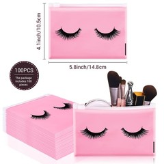 Noverlife 100PCS Eyelash 6×4 Inch (Pack of 100), Zipper Bags – Pink