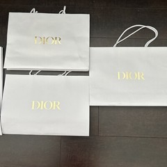 DIOR WHITE PEBBLED AUTHENTIC SHOPPING BAGS TOTAL 4 USED VARIOUS SIZES