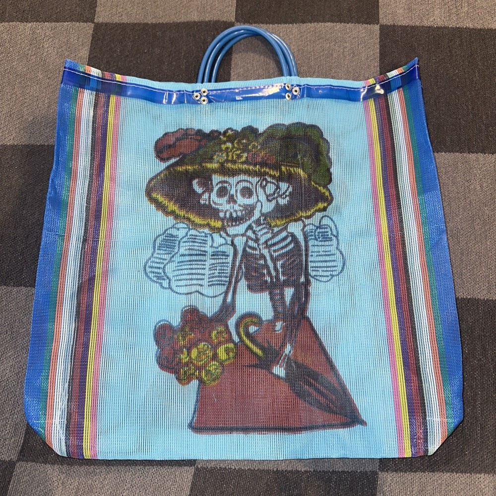 Skulls Calavera lady Mexican Mesh Tote Bag Day of the Dead Muertos