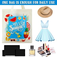 4 Pcs Hello Summer Tote Bag Beach Flamingo Hawaii Cute Reusable Handbag Washa…