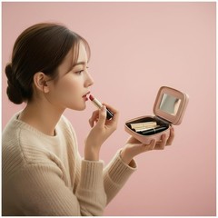 YIGEBIZI Lipstick Holder with Mirror PU Case for Purse Women A-Pink
