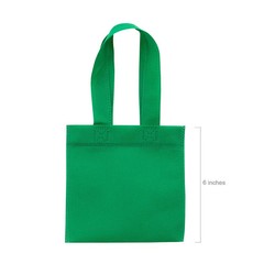 Fun Express Mini Bright Green Nonwoven Polyester Tote Bags – 6″ x 6″, 12 Pieces