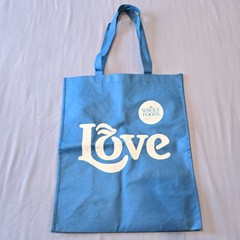 Rare Whole Foods Market Large Teal Love Tote Shopping Bag