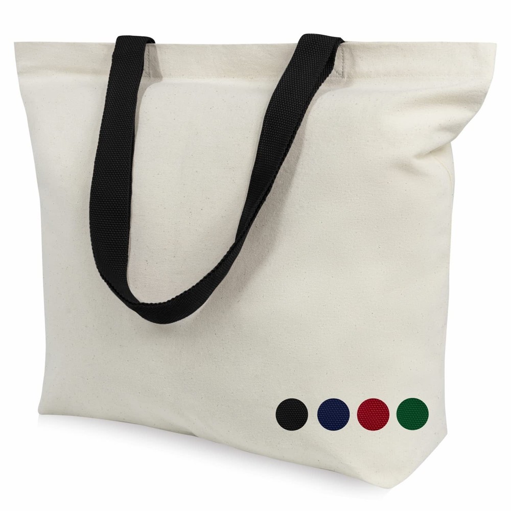 Reusable Shopping Tote Bags, 2 Pack, Magnetic Snap, DIY Customizable, White