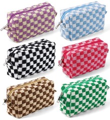 RAIHOMKIT 6 PCS Checkered Cosmetic Bags, Makeup Bags for