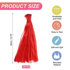 100Pcs Reusable Mesh Produce Bags, 15.7 Inches Hatching Bags, Red