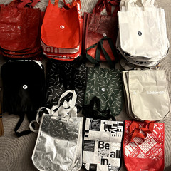 Lululemon Lot Of 34 Small Reusable Shopping Bags Various Colors Black Red Green