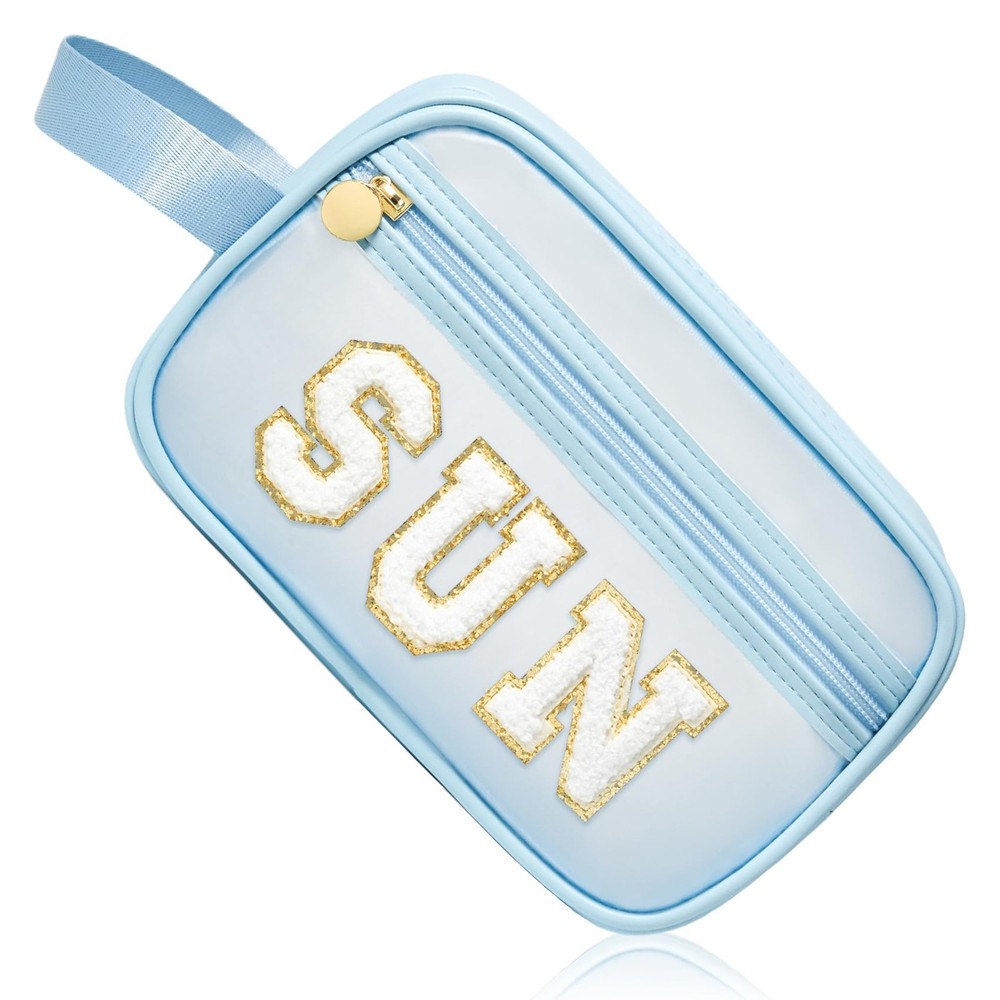 COSHAYSOO Clear Sunscreen Bag Makeup Toiletries Pouch Beach Vacation Blue-SUN