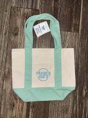 TRADER JOE’S PASTEL CANVAS MINI TOTE BAG MINT GREEN NWT