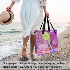 Reusable 4Pack Colorful Mesh Beach Tote Bags,Mesh Shopping Bag With Drawstrin…