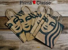 30 Starbucks Recycled Brown Bags Paper Shopping Lunch Gift Handles 2023 New