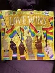 Love Wins – New HomeGoods Large Reusable Shopping Tote Eco Bag Yellow Pride