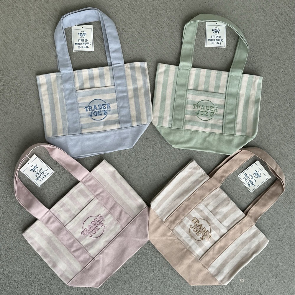 🌈 Trader Joe’s Striped Pastel Mini Tote Set of 4 – Ships today! Summer 2026