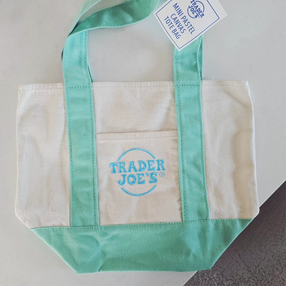 Trader Joe’s 2026 Mini Pastel Canvas Tote Bag 1 PACK IN HAND READY TO SHIP!!!!