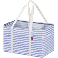 Blue Large Standing Foldable Utility Tote Grocery Bag 18.5×11.8×11.5 Inch
