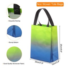 12Pcs Reusable Gift Bags with Handles 7.9 x 9.8 Inch Gradient Blue Green