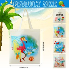 4 Pcs Hello Summer Tote Bag Beach Flamingo Hawaii Cute Reusable Handbag Washa…