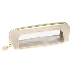 Clear Makeup Bag PU Leather Mini Pouch Transparent Portable White