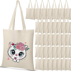 36 Pack 13 X 15 Inch Cotton Canvas Tote Bags Bulk with Handles Recycled Blank Ca