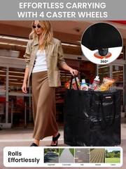 WORKPRO Reusable Grocery Bag Heavy Duty Roll Wheels Shopping Bag Folding Trolley