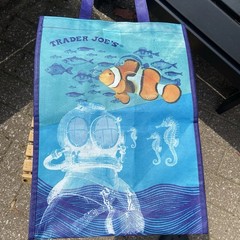 TRADER JOE’S Ocean Clown Fish Tote, Recycled Ocean Plastic, Reusable 16”x 12”