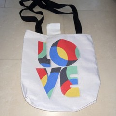 Foldable Canvas Reusable Shopping Bag, Multicolor Colorblock Print, Modern Style