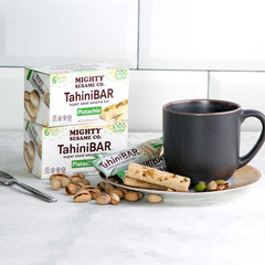 Mighty Sesame Tahinibars with Pistachio (2 Pack Total 12 Bars) 100 Calorie Bar,