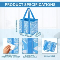 3 PCS 6 Gallon Spring Breeze Reusable Grocery Bags Foldable Hard Bottom Tote