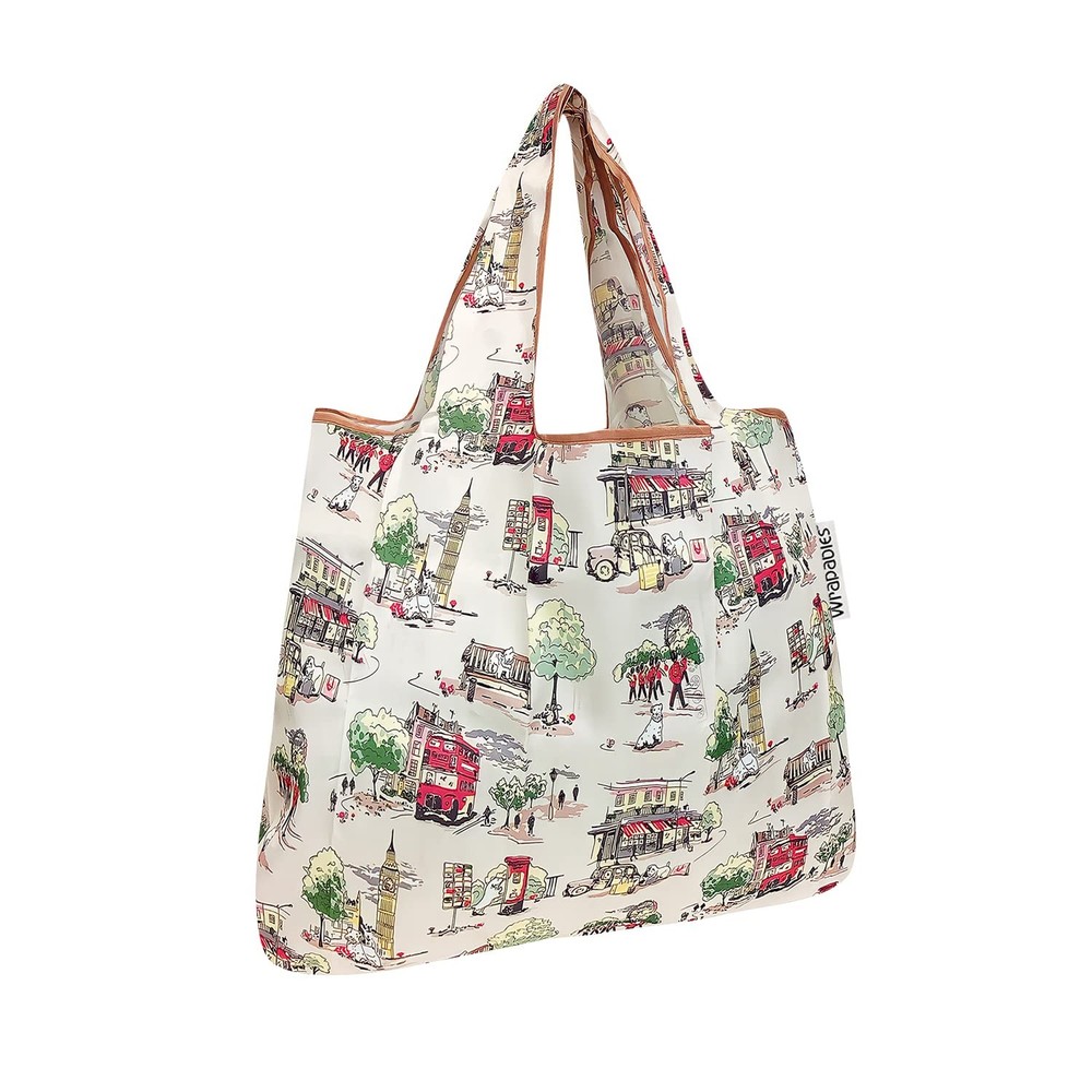 Small Foldable Tote Nylon Reusable Grocery Shopping Bag England Flag Print