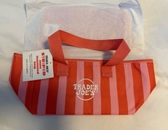NWT Trader Joe’s Mini Insulated Bag Pink Red STRIPED 2026 NWT