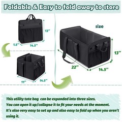 Extra Large Utility Tote Bag with Wire Frame Collapsible Reusable Grocery Bag…