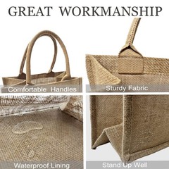 6 Pack Burlap Tote Bags with Handles Reusable Small Jute Gift Bags with Pink …