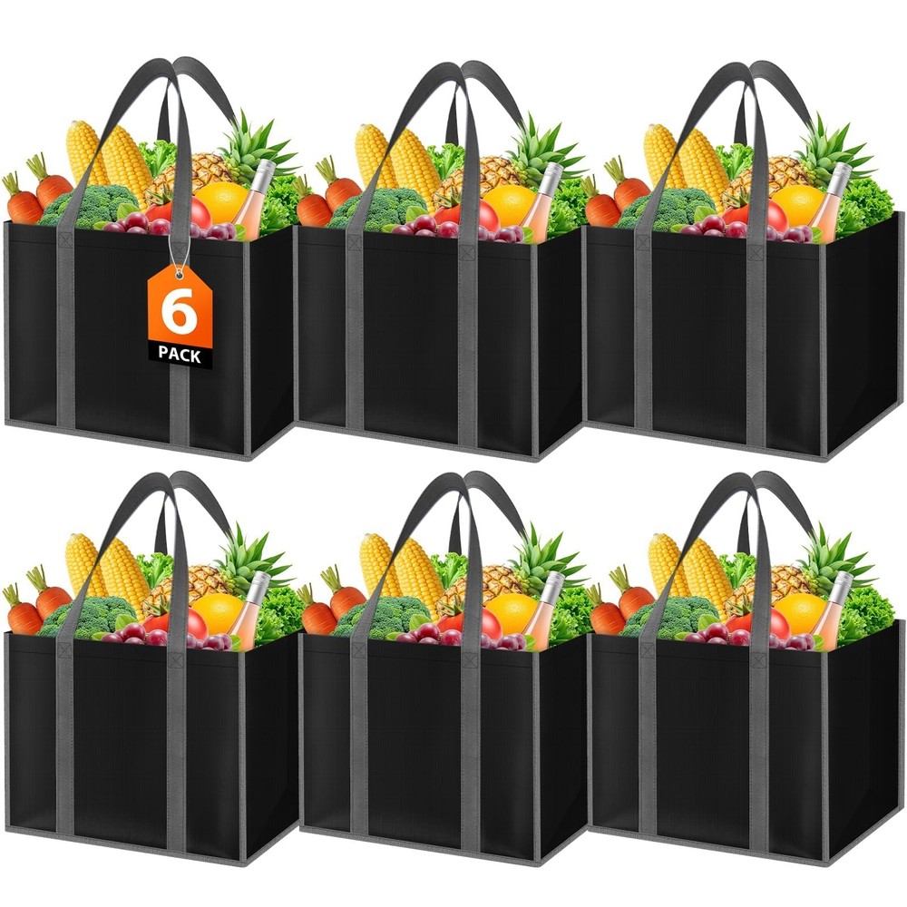 Reusable Grocery Bags with Long Handles [6 Pack] – Multipurpose Large Shoppin…