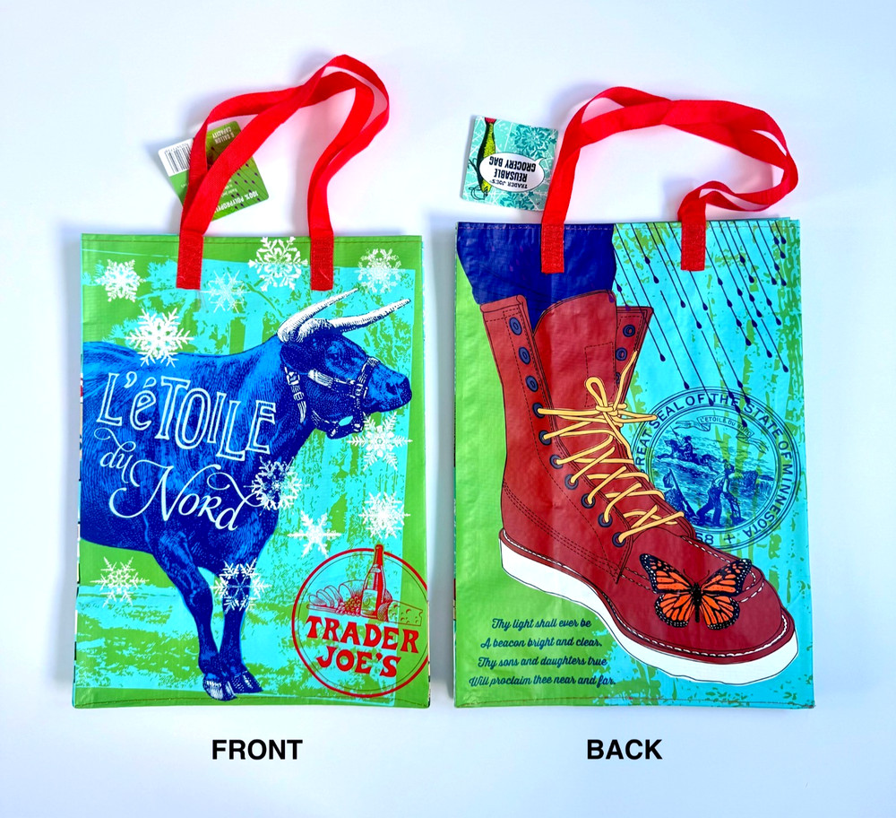 Trader Joes Minnesota Regional Reusable Tote Bag NWT L Etoile du Nord 6 Gallon