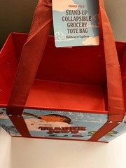 Trader Joe’s Stand-Up Collapsible Reusable Tote Bag 6 Gallon Floral Red/Blue
