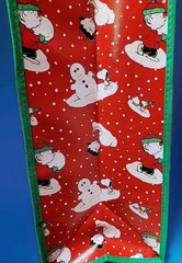 Peanuts Snoopy & Woodstock Christmas Sleding XLarge polyester Tote Bag 19.5×17