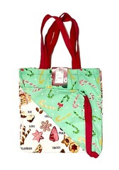 Christmas Holiday Canvas Reusable Shopping Tote Bag Set Of (2) 100% Cotton- NWT