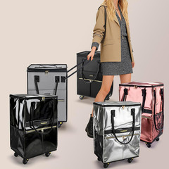 Reusable Grocery Bag on 5 Wheels, Foldable Rolling Tote Bag with Handle and Zipp