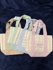 Trader Joe’s Lot of 4 Mini Striped Canvas Tote Bags Multicolor 13x6x12