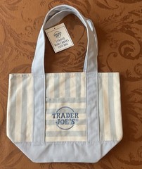 Trader Joe’s Light Blue Striped Canvas Tote Bag Reusable Grocery Shopping NEW