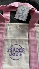 Trader Joe’s Mini Canvas Tote Bag Pink Pastel Reusable NEW 2026 New With Tags