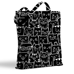 Cute Cat Tote Bag, Cats Gifts Handbag Doodle Reusable Travel Shopping Storage…