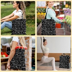 Cute Cat Tote Bag, Cats Gifts Handbag Doodle Reusable Travel Shopping Storage…