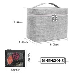 Large Makeup Bag Travel Cosmetic Case Organizer Large, Grey