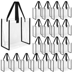 20 Clear Tote Bags – 12 x 12 x 6 Inch Plastic Bags with Handles, Stadium Appr…
