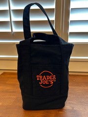 Trader Joes Mini Canvas Black Orange Tote Bag Embroidered Logo LIMITED-EDITION