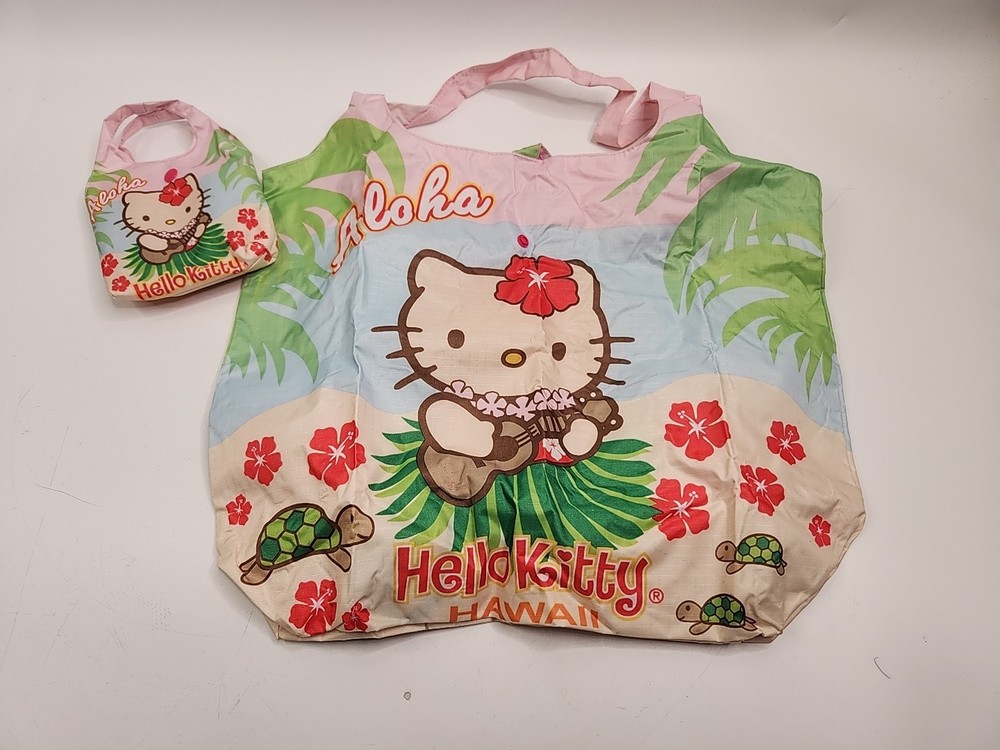 HAWAIIAN HULA HELLO KITTY HAWAII REUSABLE SHOPPING BAG FOLDABLE TOTE