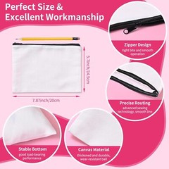 24Pcs Sublimation Blank Canvas Makeup Bags, AMADAILY Bulk 7.87 x 5.7 Inch 24